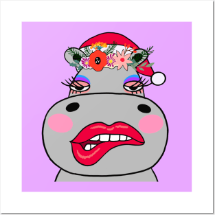 Christmas Sexy Hippo! Posters and Art